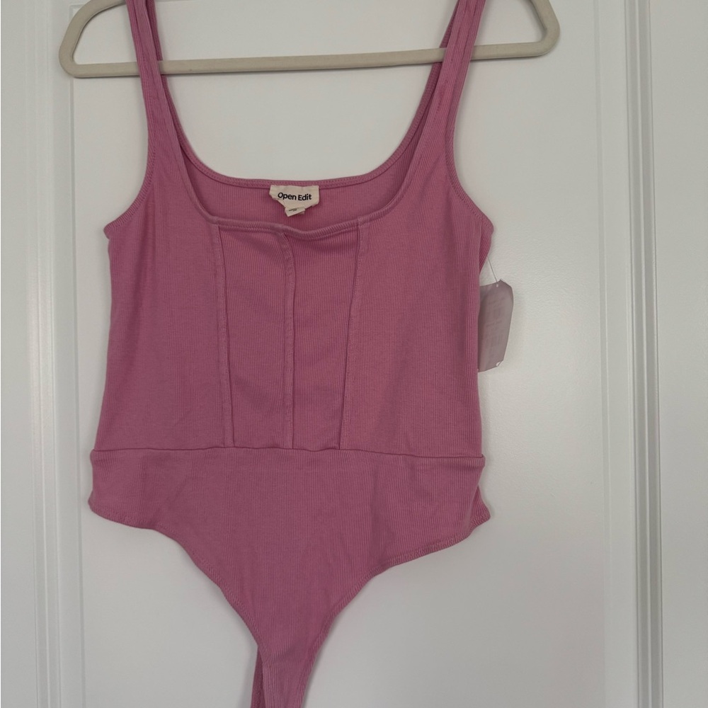 Pink Sleeveless Bodysuit with Scoop Neckline